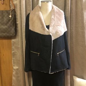 Faux Suede and Fur Jacket